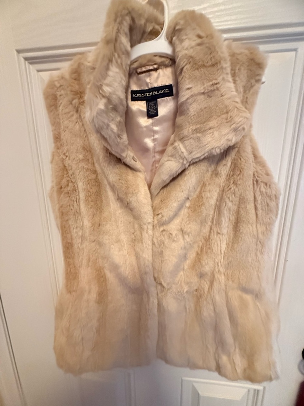 Kristen Blake Beige Faux Fur Sleeveless Vest
